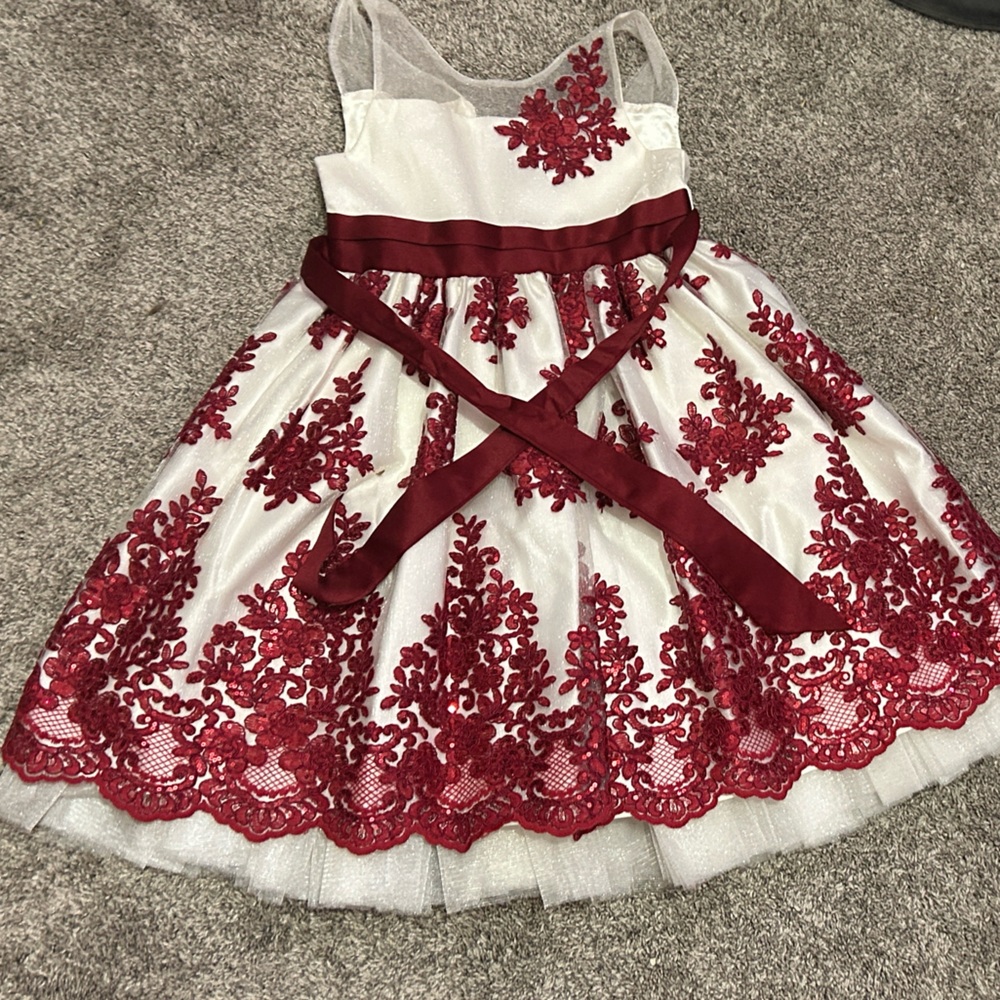 White and Red Lace Dress